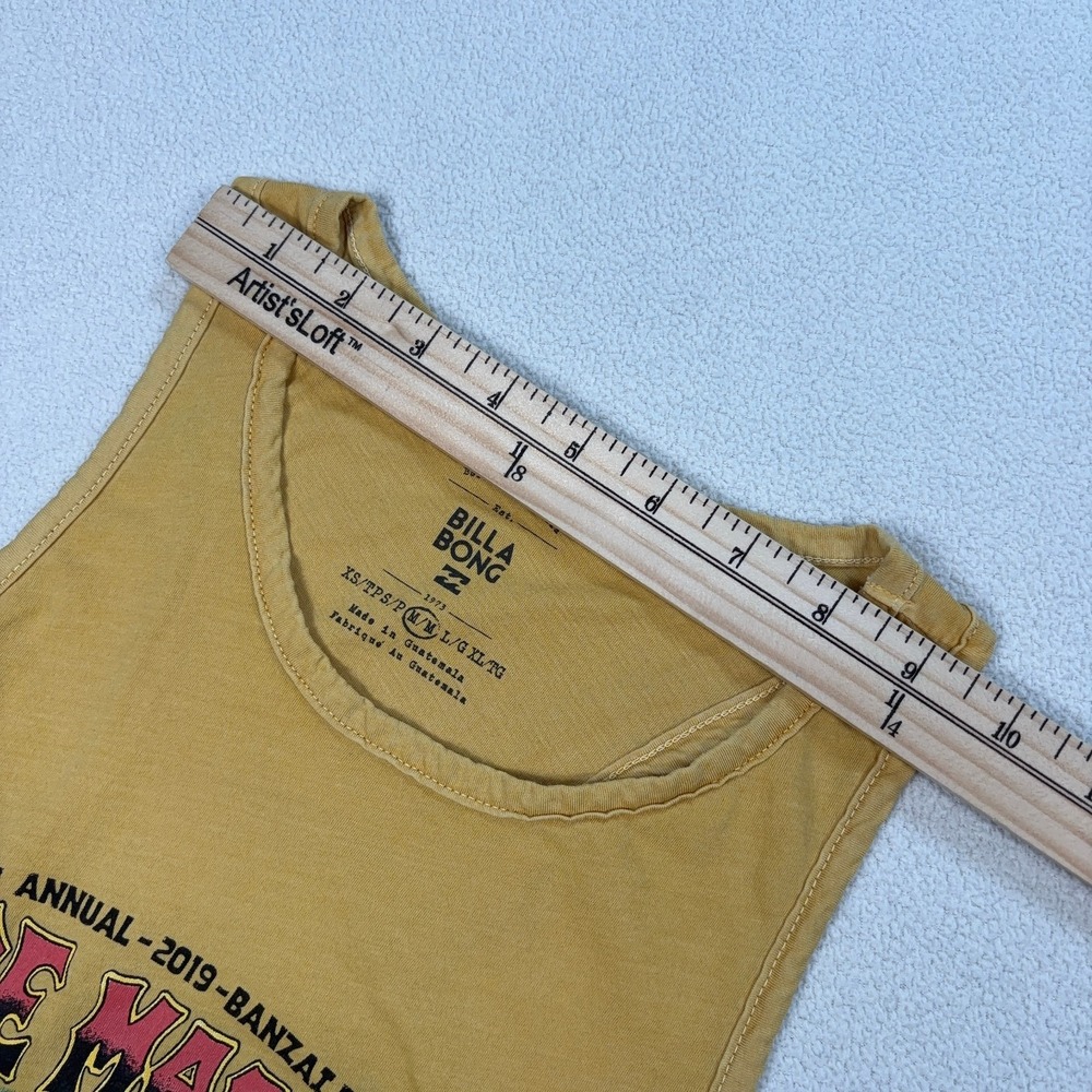 Billabong Graphic Tank Top Men's M Yellow Pipe Masters Hawaii Surf 2019 Banzai - Picture 9 of 15